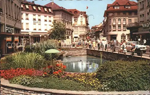 Interlaken BE Strassenpartie Teich Blumenbeete Kat. Interlaken