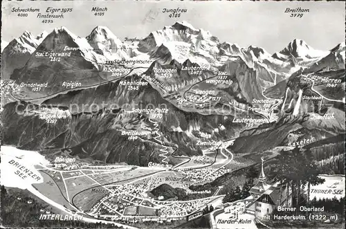 Interlaken BE Berner Oberland mit Harderkulm Alpenpanorama Kat. Interlaken