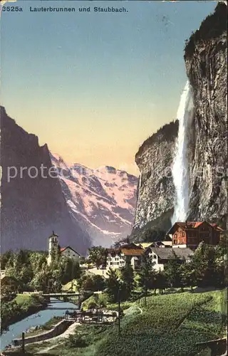 Lauterbrunnen BE mit Staubbach Wasserfall Kat. Lauterbrunnen