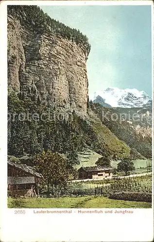 Lauterbrunnen BE Lauterbrunnenthal mit Hunnenfluh und Jungfrau Kat. Lauterbrunnen