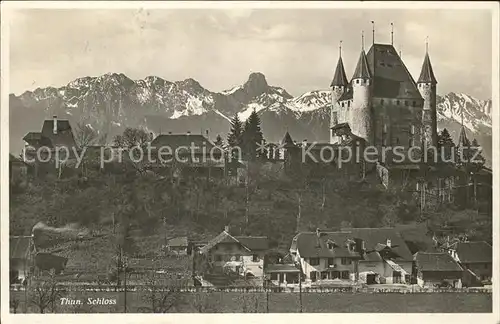 Thun BE Schloss mit Alpen Kat. Thun
