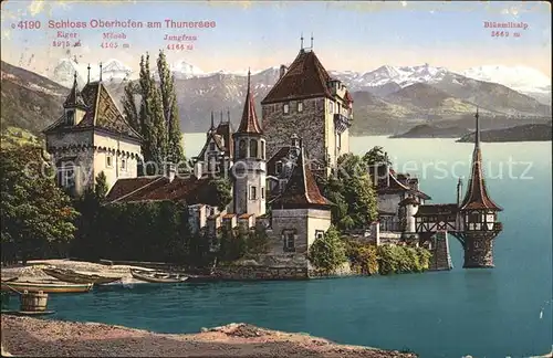 Thunersee Schloss Oberhofen Bluemlisalp Kat. Thun