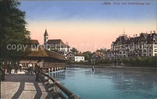 Thun BE Blick vom Scherzliweg Aarepartie Kat. Thun