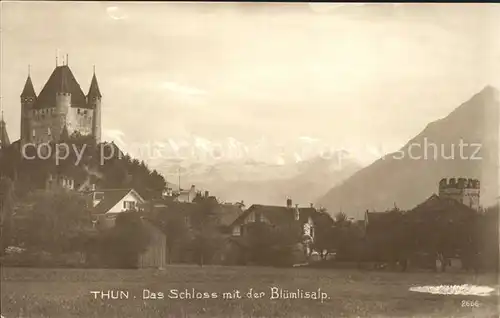 Thun BE Schloss mit Bluemlisalp Kat. Thun