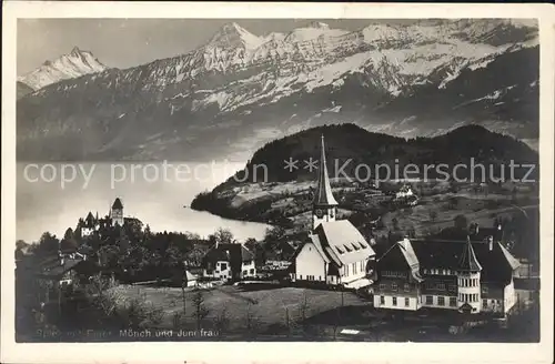 Spiez BE mit Eiger Moench Jungfrau Kat. Spiez