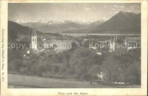 Thun BE Panorama mit Schloss und Kirche Kat. Thun