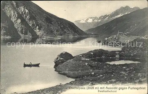 Oberalpsee mit Blick ins Furkagebiet mit Forellenfischerei Kat. Andermatt