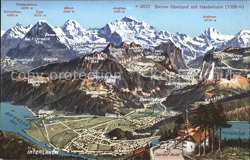 Interlaken BE mit Brienzer und Thunersee Berner Oberland mit Harderkulm Panorama Kat. Interlaken