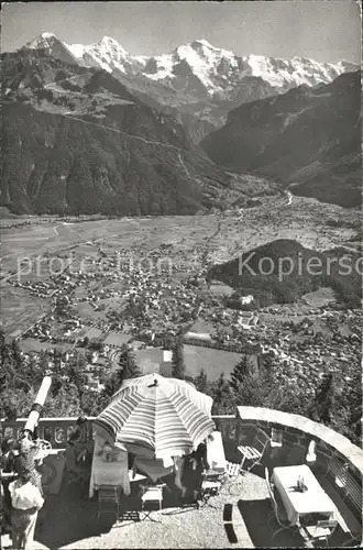Interlaken BE Blick von Harder Kulm auf Eiger Moench Jungfrau Kat. Interlaken