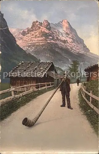 Grindelwald Alphornblaeser Dorfweg Kat. Grindelwald