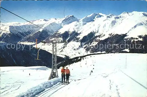 Davos Dorf GR Skilift Clavadeleralp Jakobshorn Blick gegen Valbellahorn Amselfluh Korbshorn / Davos /Bz. Praettigau-Davos