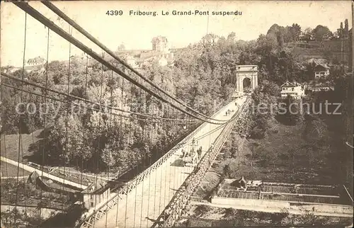 Fribourg FR Le Grand Pont suspendu Kat. Fribourg FR