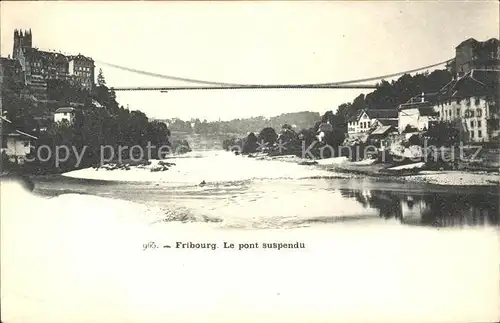 Fribourg FR Le Pont suspendu Kat. Fribourg FR