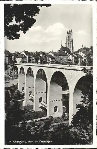 Fribourg FR Vue partielle Cathedrale Pont de Zaehringen Kat. Fribourg FR