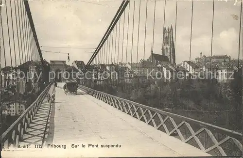 Fribourg FR Sur le Pont suspendu Kat. Fribourg FR