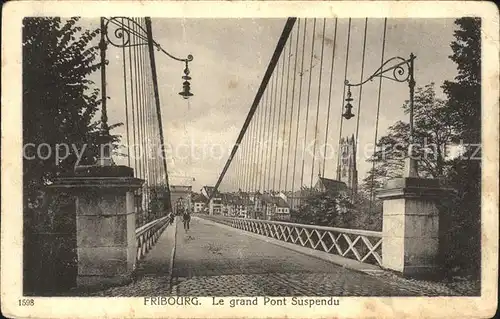 Fribourg FR Le Grand Pont Suspendu Kat. Fribourg FR