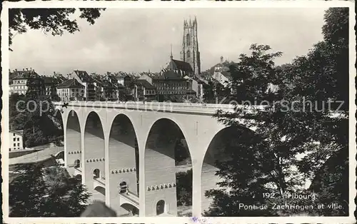 Fribourg FR Pont de Zaehringen et Ville Cathedrale Kat. Fribourg FR