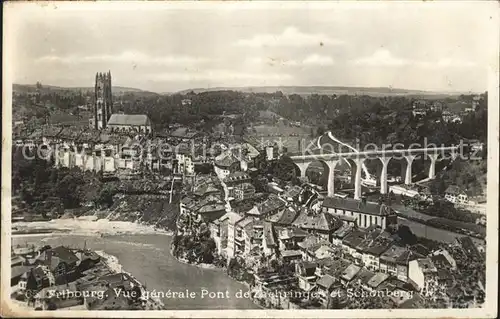 Fribourg FR Vue generale Pond de Zaehringen et Schonberg Kat. Fribourg FR