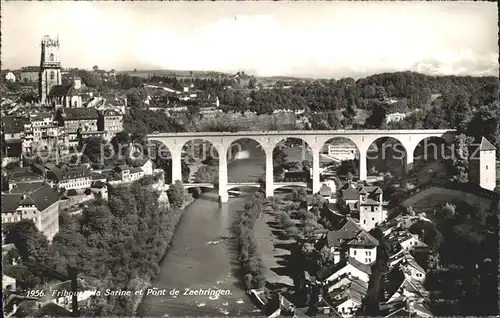 Fribourg FR La Sarine et Pont de Zaehringen Kat. Fribourg FR