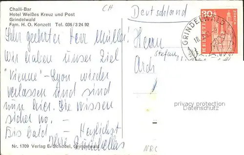 Grindelwald Challi Bar Hotel Weisses Kreuz und Post Kat. Grindelwald