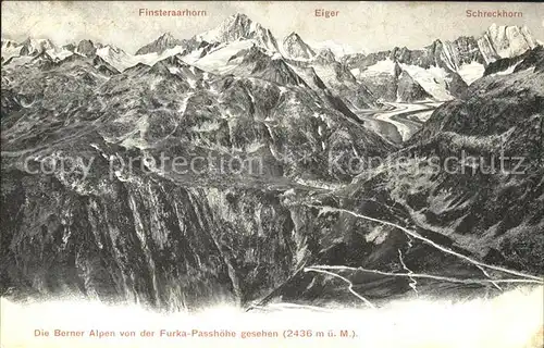Furkapass mit Finsteraarhorn Eiger Schreckhorn / Furka /Rg. Gletsch
