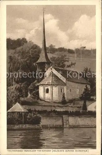 Thunersee Kirchlein von Einigen   aelteste Kirche Europas Kat. Thun