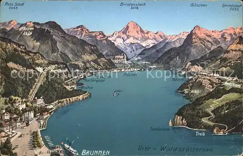 Brunnen Vierwaldstaettersee SZ mit Alpen Panoramakarte