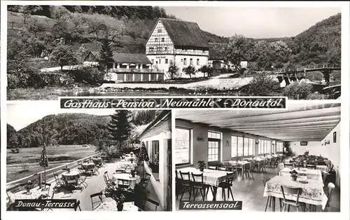 Tiergarten Beuron Gasthaus Pension Neumuehle Terrasse Donautal Bromsilber Kat. Beuron