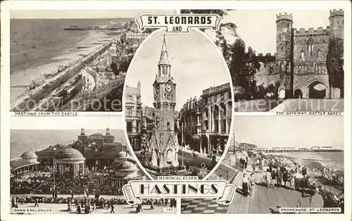 St Leonards on Sea and Hastings Gateway Battle Abbey Memorial Clock Promenade / Grossbritannien /