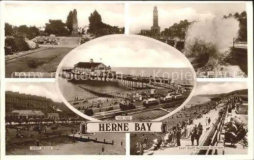 Herne Bay War Memorial Rough Sea Beach Cliff Bathing Station Pier Excel Series / City of Canterbury /