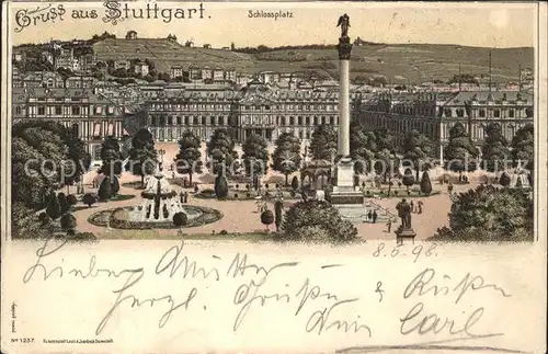 Stuttgart Schlossplatz Fontaene Jubilaeumssaeule Koenigreich Wuerttemberg Kat. Stuttgart