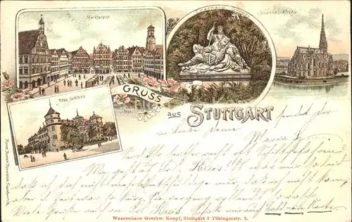 Stuttgart Marktplatz Eberhardsgruppe Skulptur Johanneskirche Altes Schloss Kat. Stuttgart