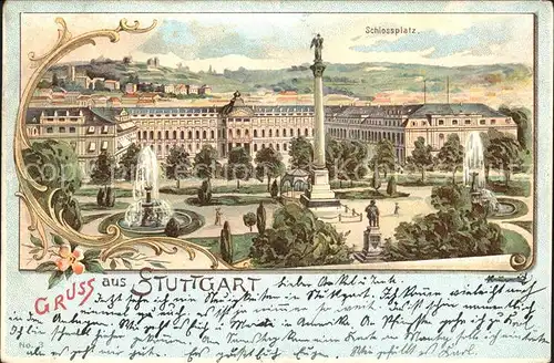 Stuttgart Schlossplatz Fontaene Jubilaeumssaeule Kat. Stuttgart