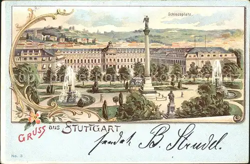 Stuttgart Schlossplatz Fontaene Jubilaeumssaeule Kat. Stuttgart