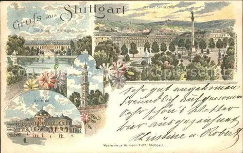 Stuttgart Schloss mit Anlagen Solitude Degerlocher Aussichtsturm Kat. Stuttgart