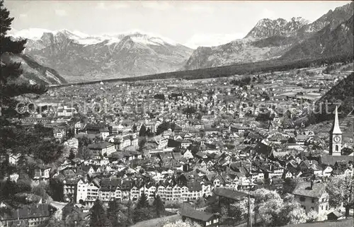 Chur GR Stadtblick mit Buendner Alpen Kat. Chur