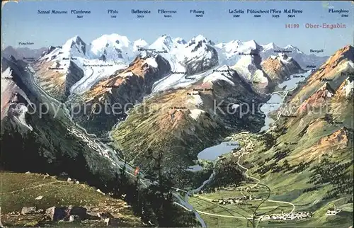 St Moritz GR Blick auf St Moritz und Oberengadiner Seen mit Alpenpanorama Kat. St Moritz