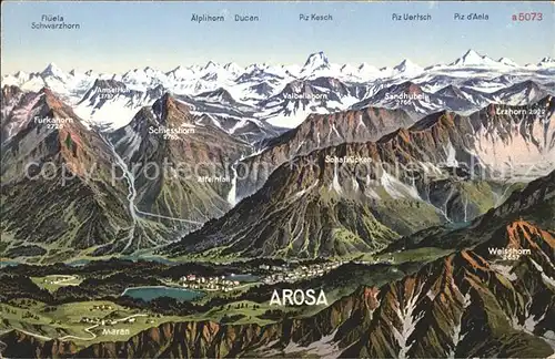 Arosa GR und Umgebung aus der Vogelschau mit Alpenpanorama Kat. Arosa