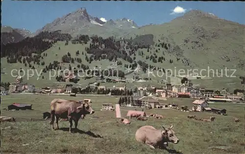 Davos Dorf GR mit Parsennbahn und Schiahorn / Davos /Bz. Praettigau-Davos