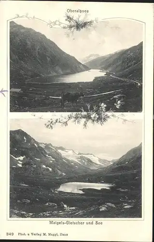 Oberalpsee mit Maigels Gletscher und See Kat. Andermatt