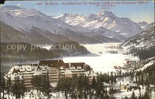 St Moritz GR Suvretta Haus mit Campfer und Silvaplana Kat. St Moritz