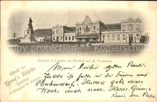 Louvain Loewen Flandre Bahnhof und Denkmal von S. Vandewener Remy s Staerke Fabriken Kat. 