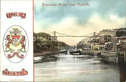 Hotwells Suspension Bridge Steamer Arms of Bristol Haengebruecke Wappen