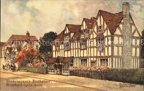 Stratford Upon Avon Shakespeare s Birthplace House Kuenstlerkarte Godwin Benett Kat. Grossbritannien