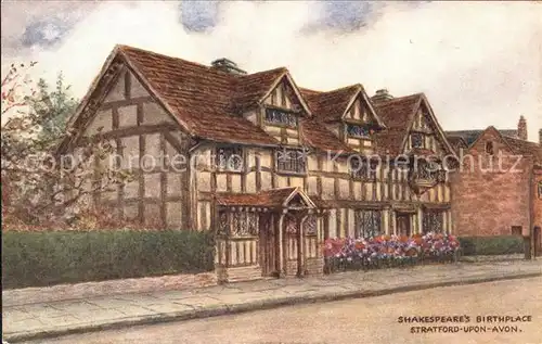 Stratford Upon Avon Shakespeare s Birthplace House Salmon Series Kuenstlerkarte Kat. Grossbritannien