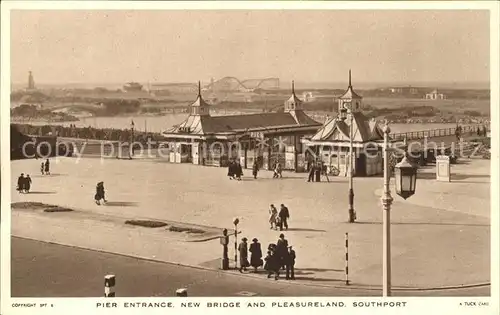 Southport UK Pier Entrance New Bridge and Pleasureland Tuck's Post Card / Liverpool /Liverpool