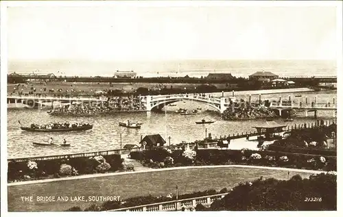 Southport UK Bridge and Lake Valentine's Post Card / Liverpool /Liverpool