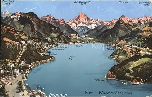 Brunnen Vierwaldstaettersee SZ mit Ross Stock Bristenstock Gitschen Urirotstock