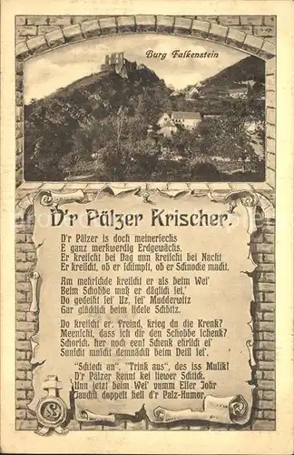 Neustadt Haardt Burg Ruine Falkenstein D r Paelzer Krischer Lied Kat. Neustadt an der Weinstr.