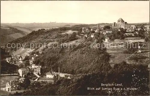 Bergisches Land Blick auf Schloss Burg an der Wupper Kat. 